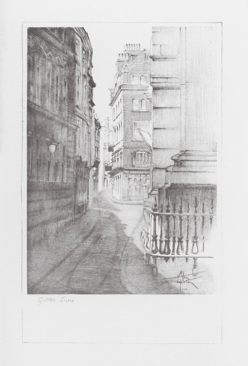 London Lanes: Gutter Lane (litografi) af Alan Stapleton