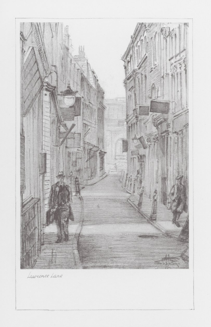 London Lanes: Lawrence Lane (litografi) af Alan Stapleton