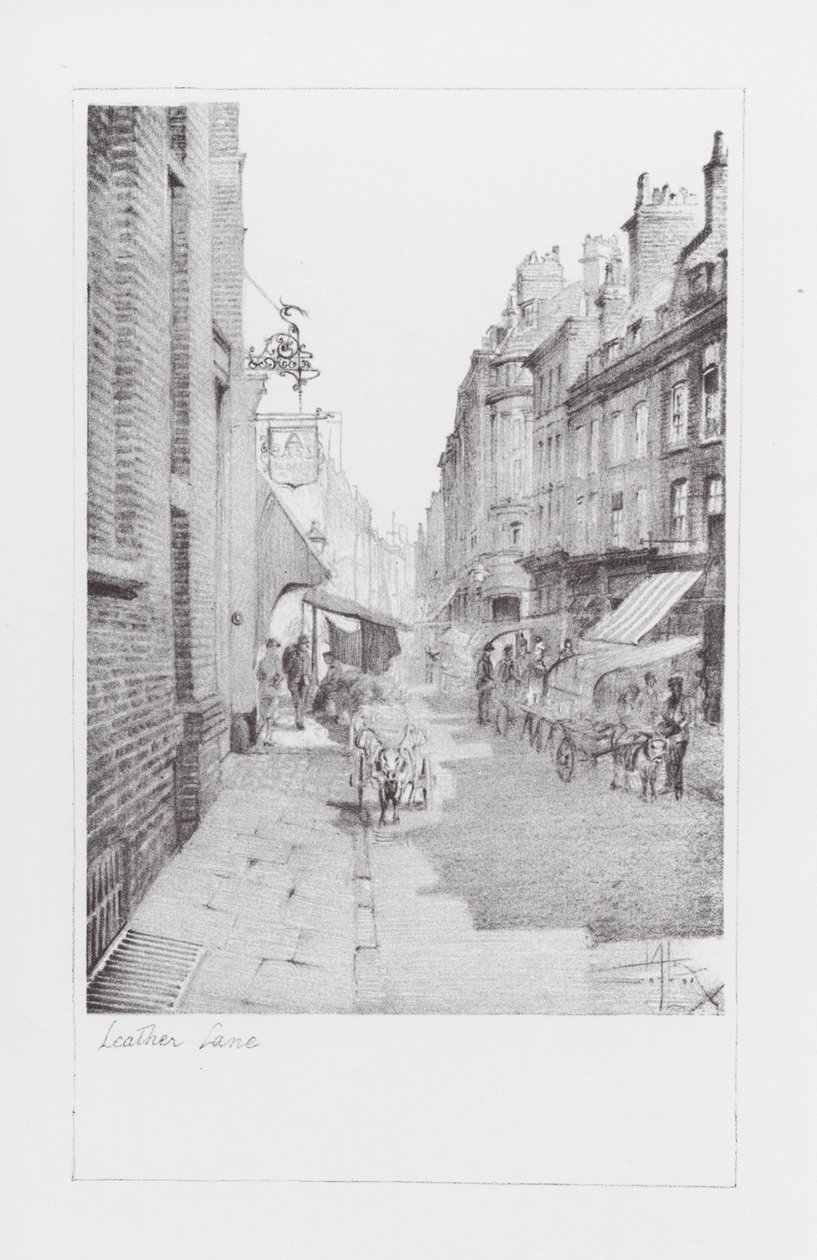 London Lanes: Leather Lane (litografi) af Alan Stapleton