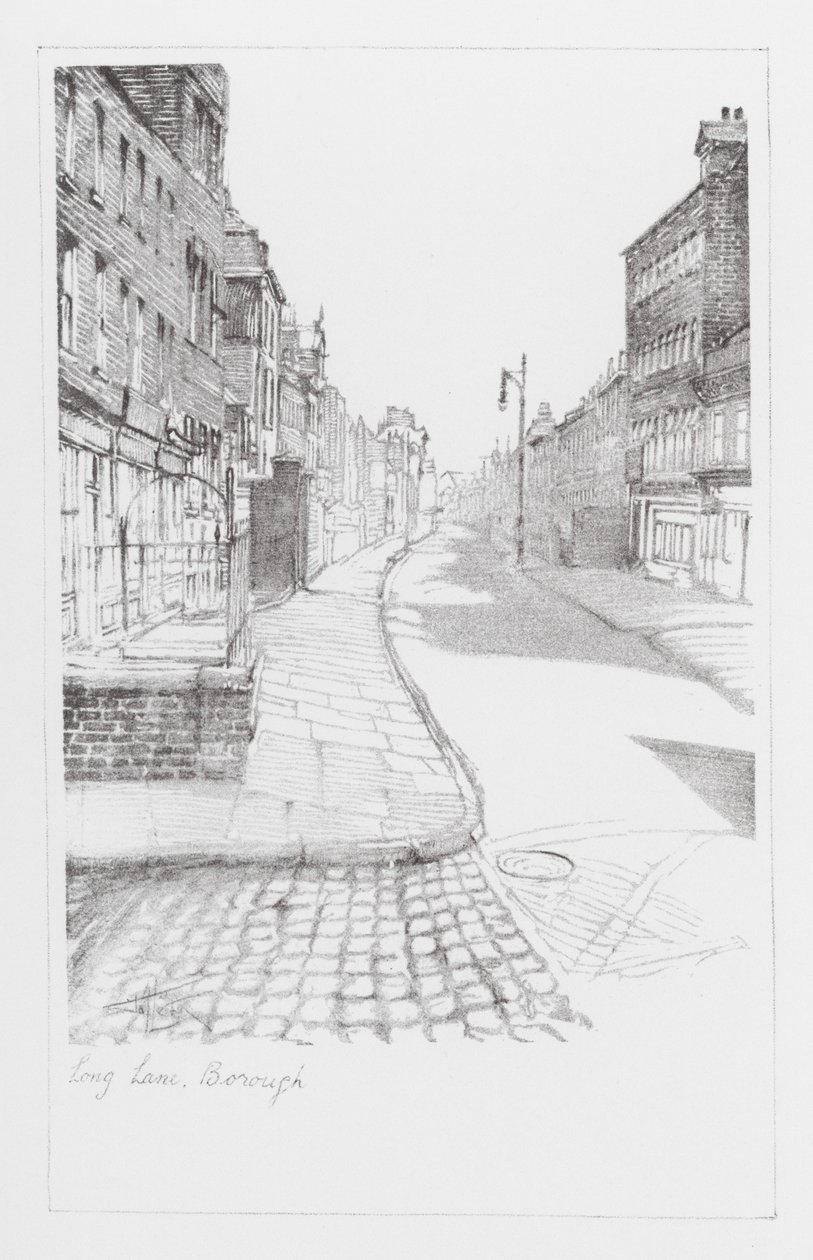 London Lanes: Long Lane, Borough (litografi) af Alan Stapleton