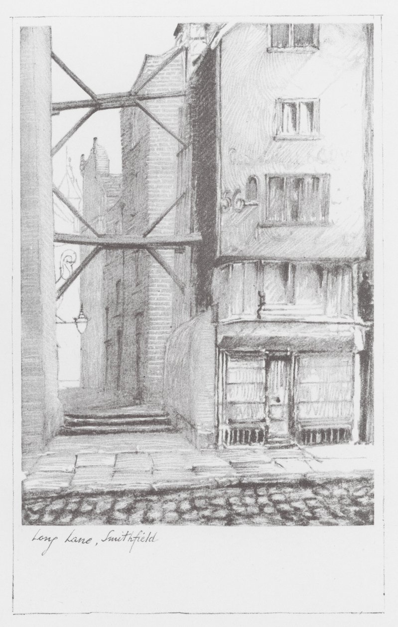 London Lanes: Long Lane, Smithfield (litografi) af Alan Stapleton
