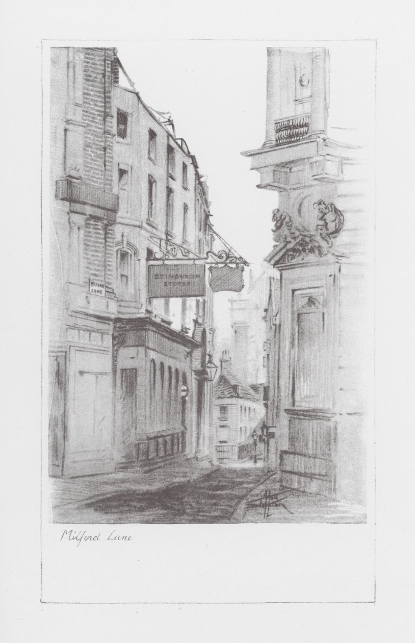 London Lanes: Milford Lane (litografi) af Alan Stapleton