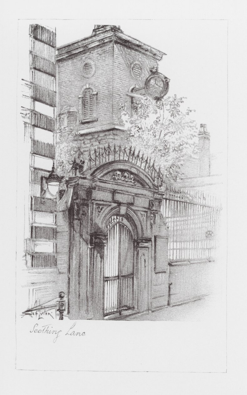 London Lanes: Seething Lane (litografi) af Alan Stapleton