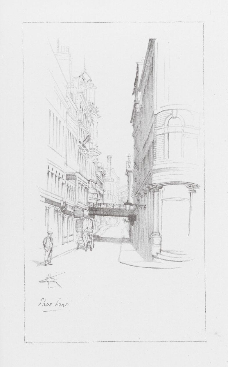 London Lanes: Shoe Lane (litografi) af Alan Stapleton