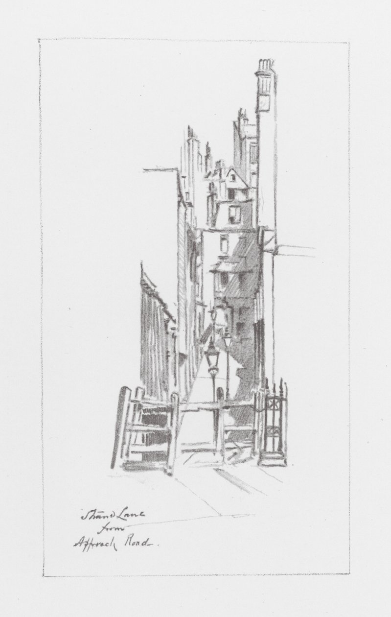 Londons gader: Strand Lane (litografi) af Alan Stapleton