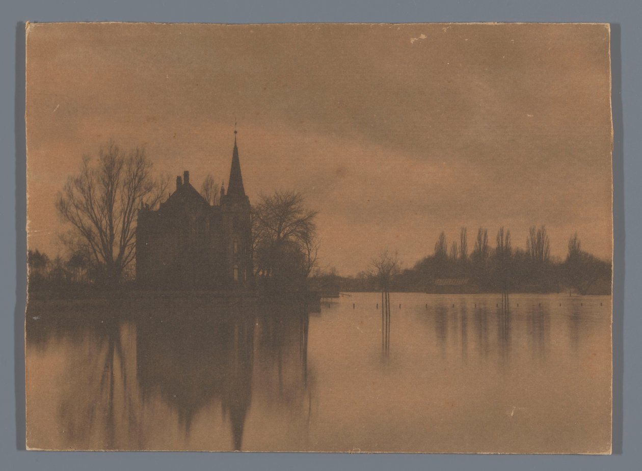 Udsigt over et landsted eller et lille slot ved vandet, Holland af Alb. Kapteijn (attributed to)