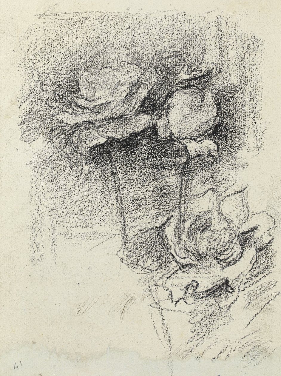 Stilleben af roser i en vase, ca. 1890 af Albert de Belleroche
