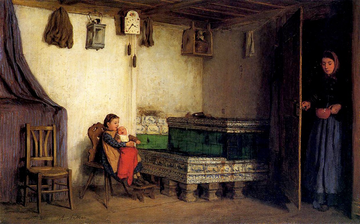 Interiør af et sommerhus, ca. 1870-77 af Albert Anker