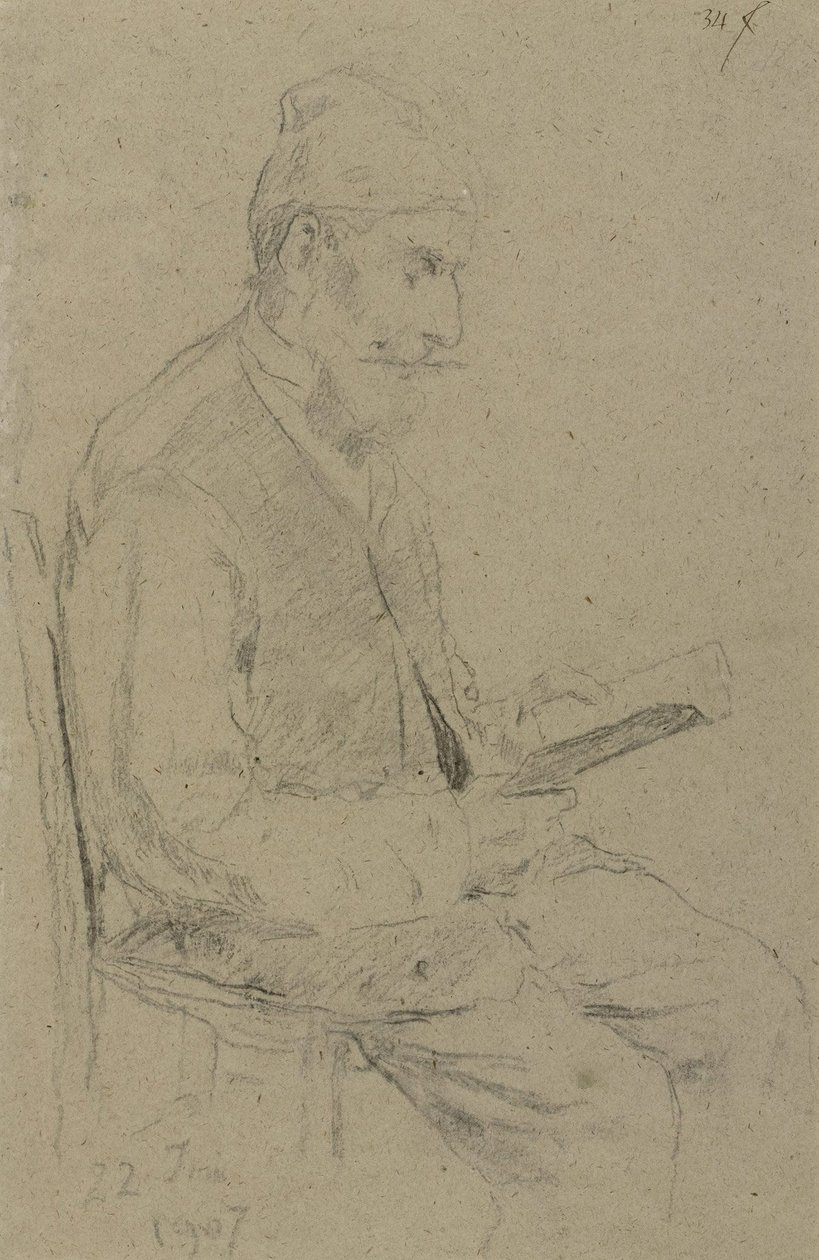 Læser mand af Albert Anker