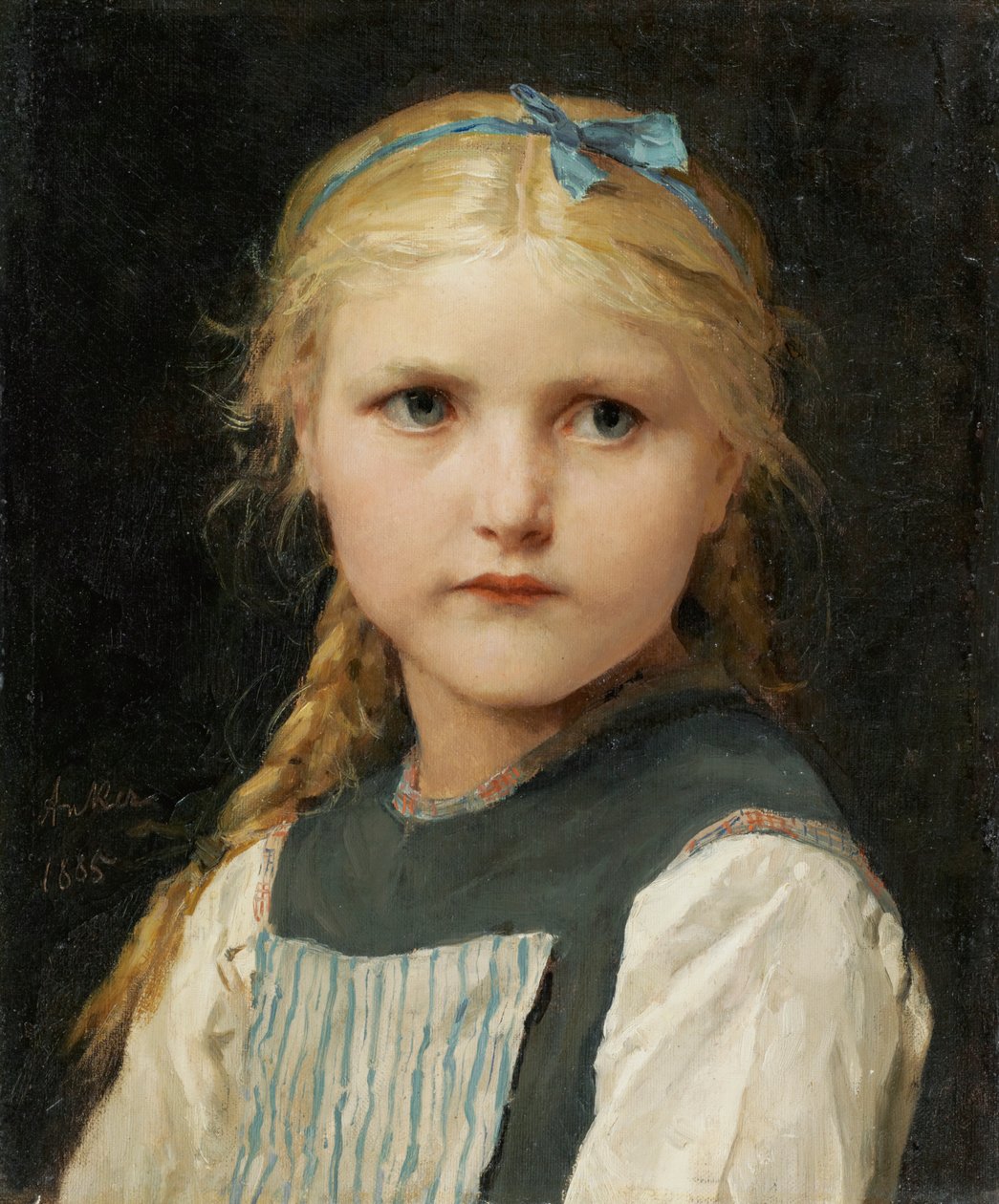 Portræt af en pige af Albert Anker