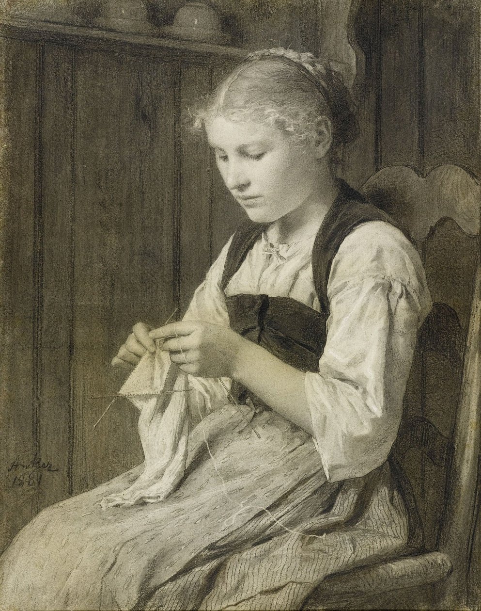 Strikepige af Albert Anker