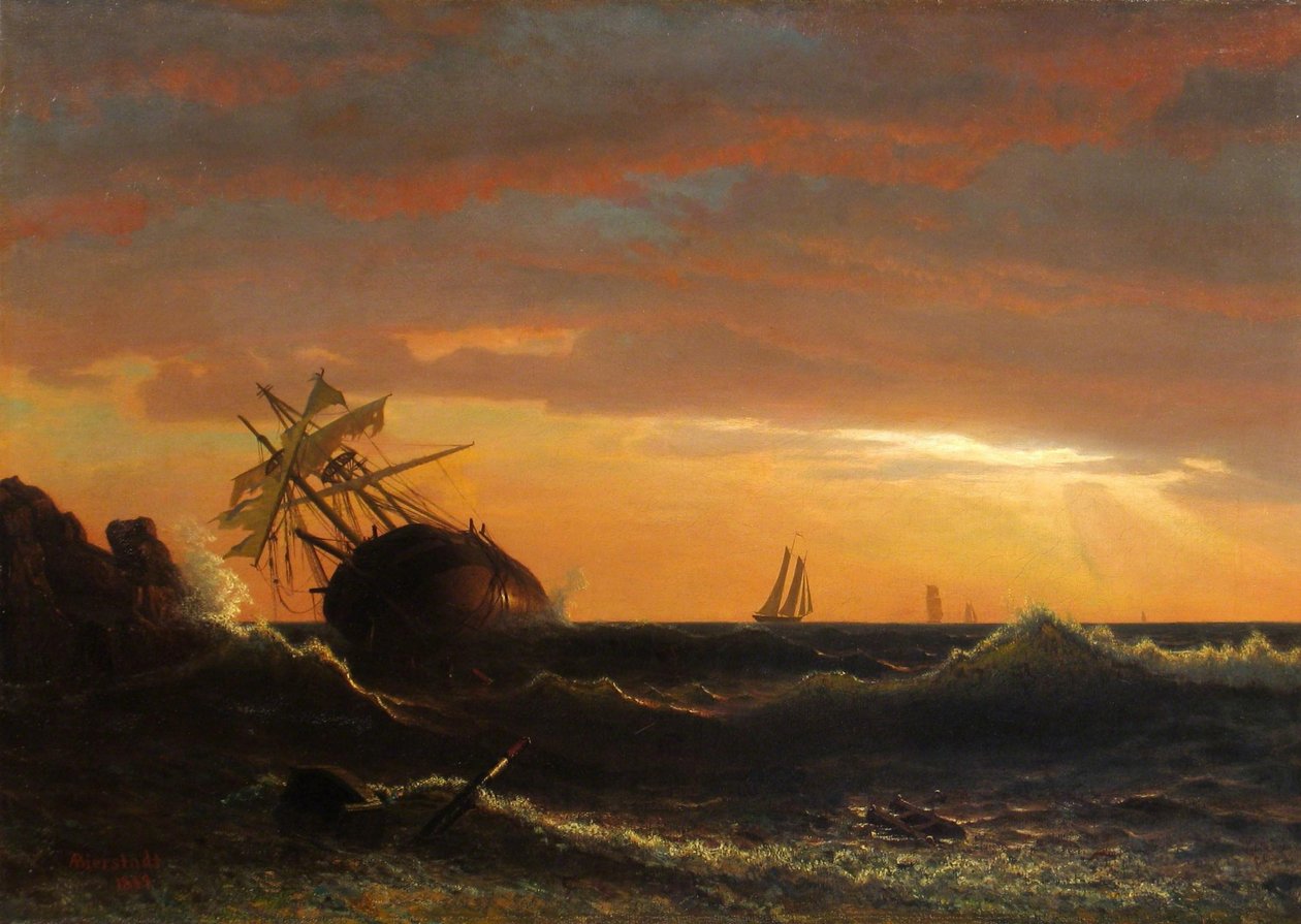 Strandet skib af Albert Bierstadt