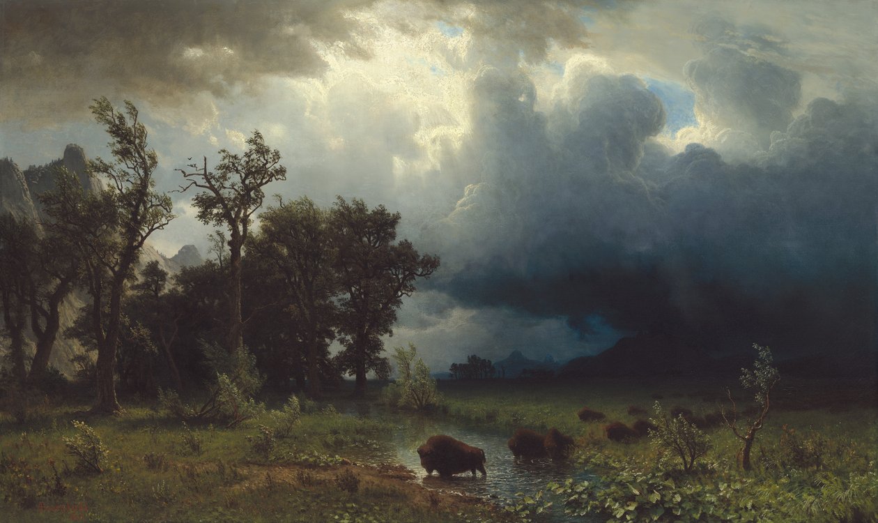 Buffalo Trail: Den truende storm, 1869 af Albert Bierstadt