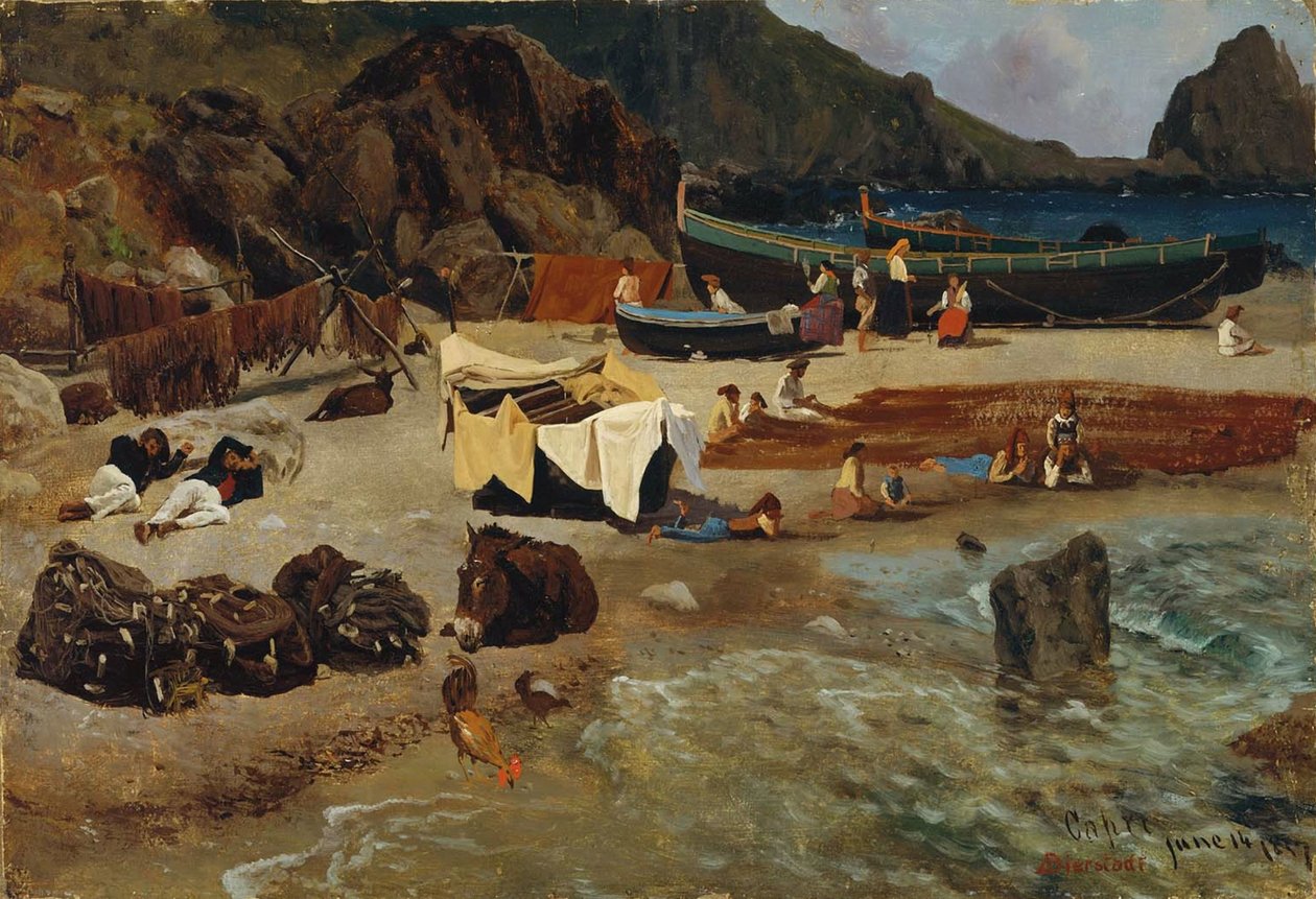Fiskerbåde på Capri af Albert Bierstadt