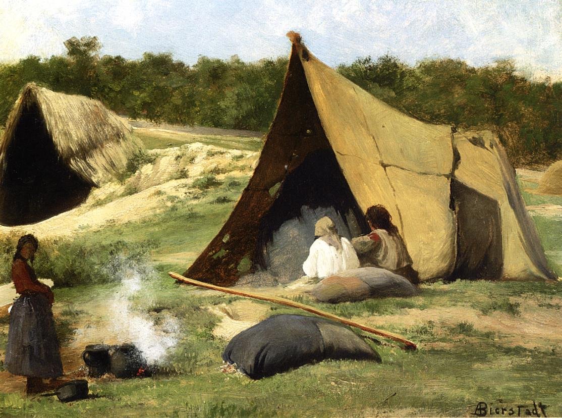 Indisk lejr af Albert Bierstadt