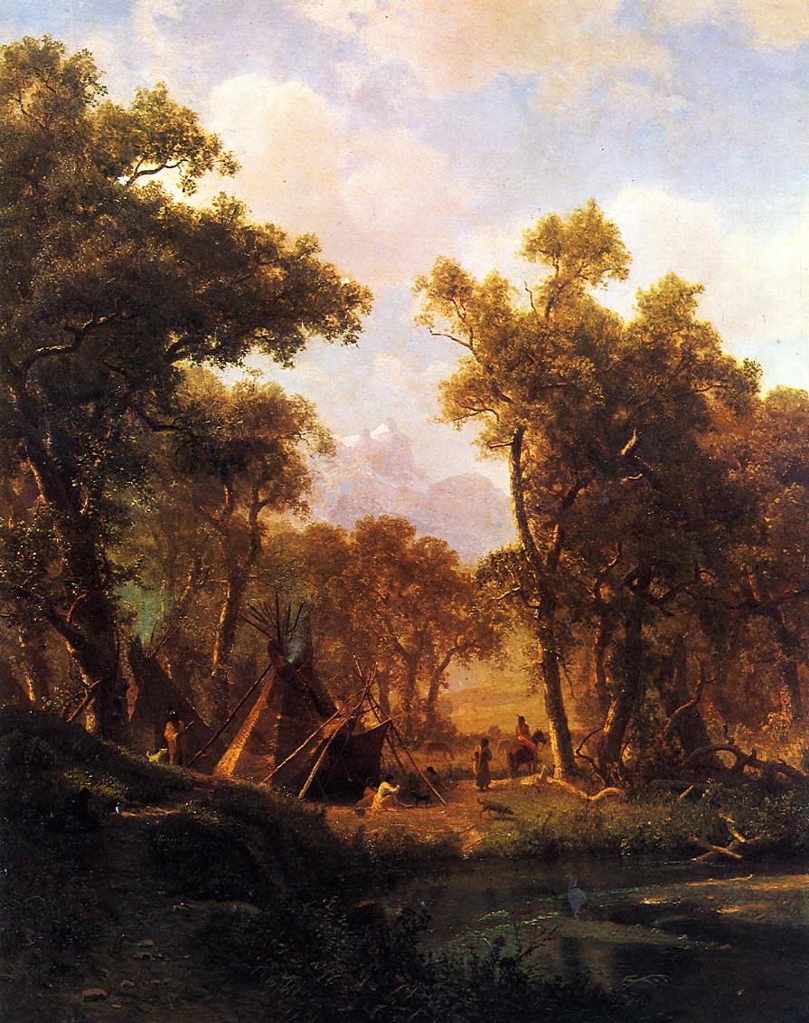Indian Encampment Shoshone Village af Albert Bierstadt