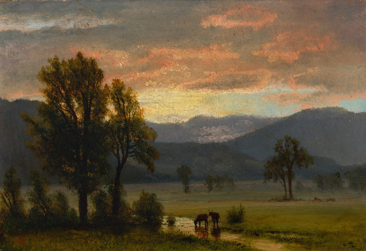 Landskab med kvæg af Albert Bierstadt
