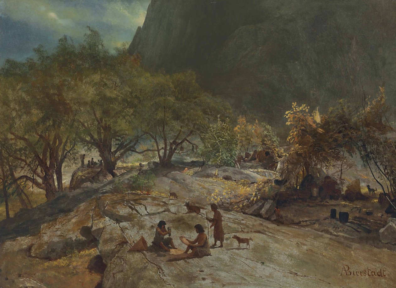 Mariposa Indian Encampment, Yosemite Valley, Californien af Albert Bierstadt