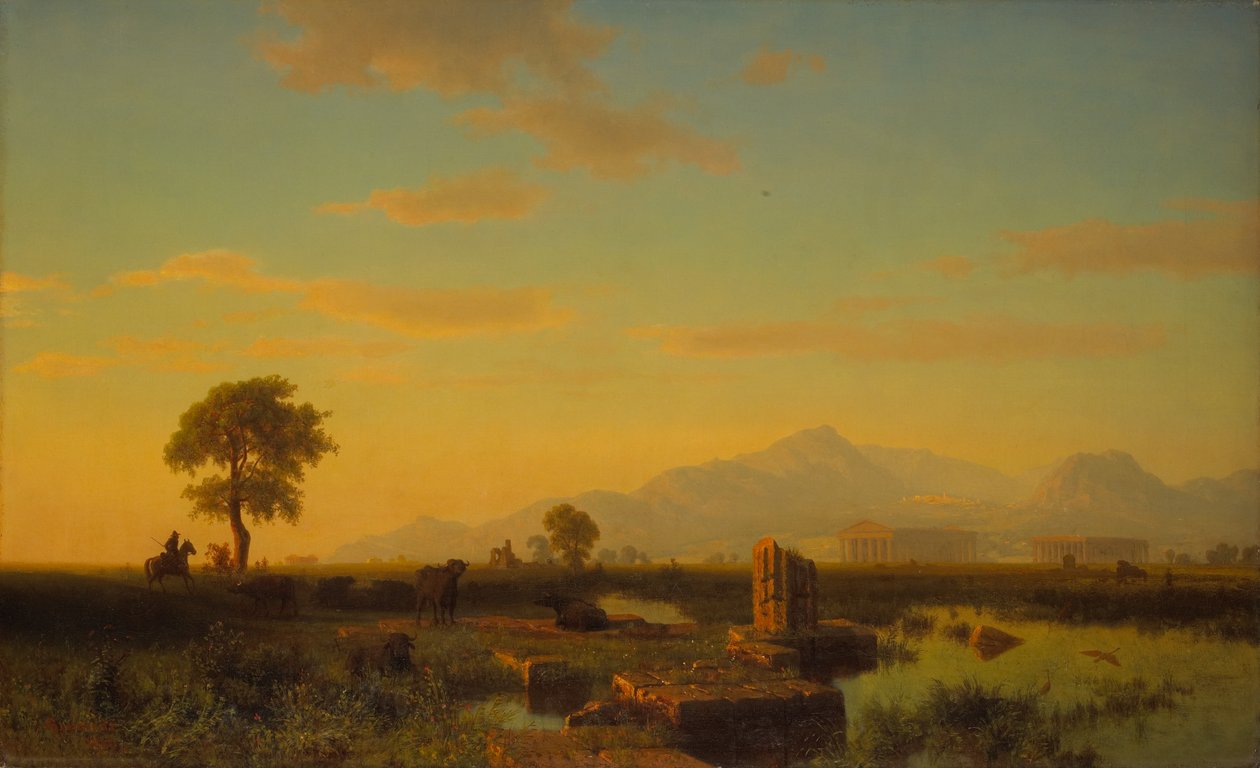 Ruinerne af Paestum, 1858 af Albert Bierstadt