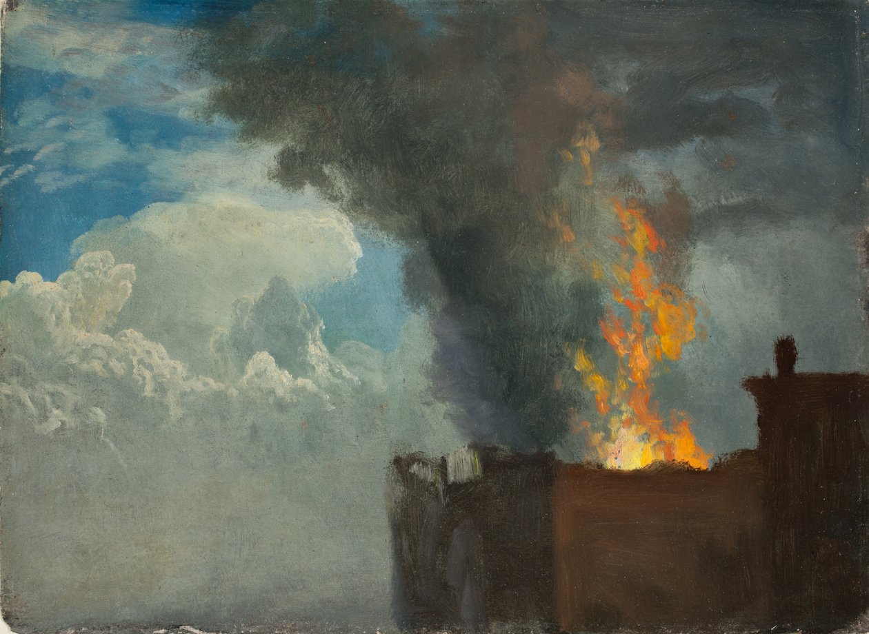 The Conflagration (olie på papir) af Albert Bierstadt