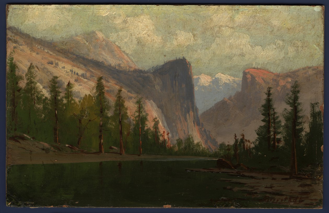 Yosemite (olie på lærred lagt om bord) af Albert Bierstadt