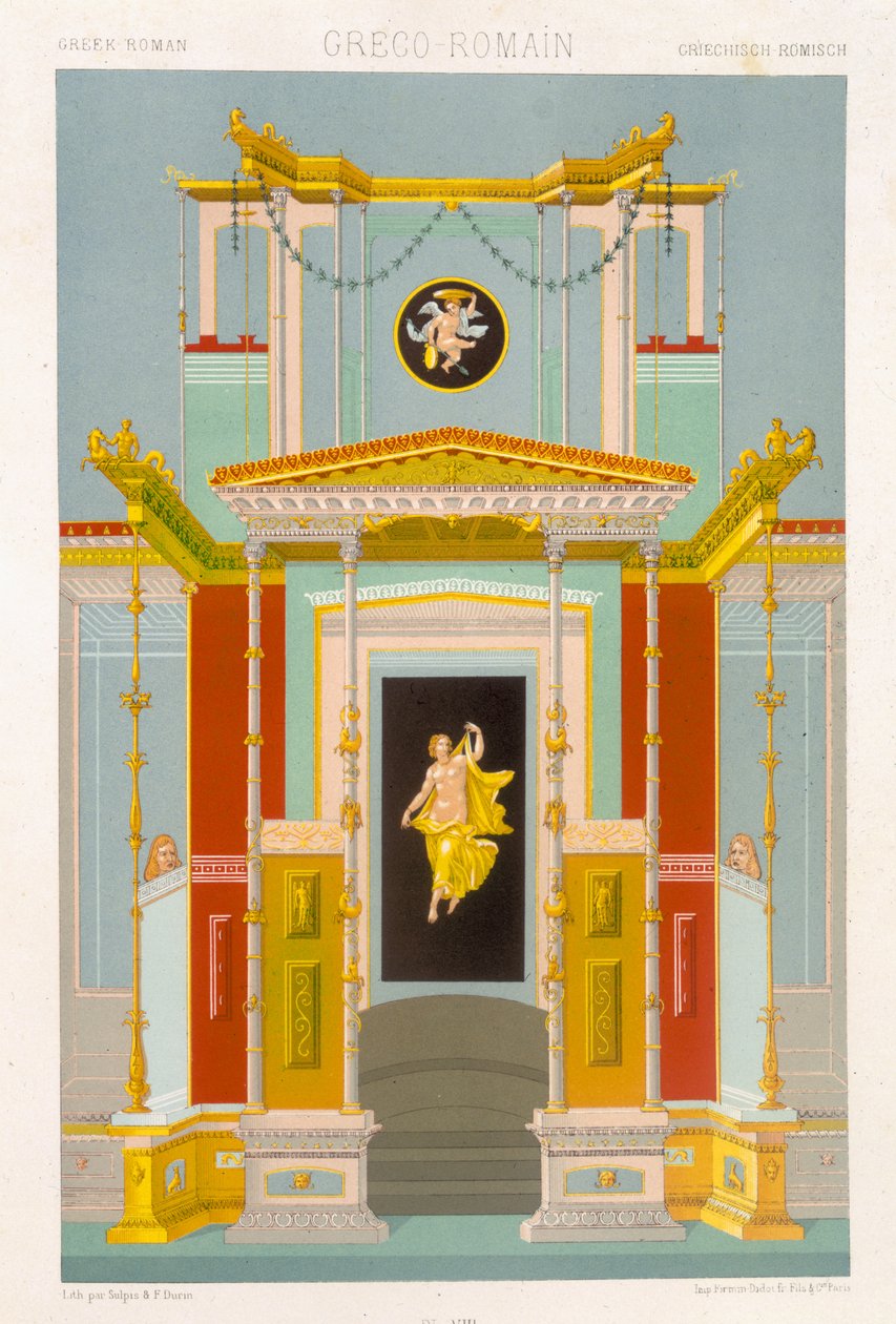 Græsk-romersk stil, planche VIII fra "Polychrome Ornament", graveret af F. Durin, udgivet i Paris 1869. af Albert Charles August Racinet