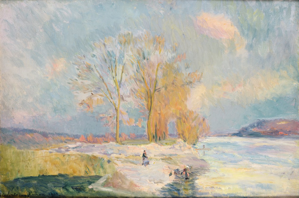 Seine-bankerne og Vernon om vinteren, 1901 af Albert Charles Lebourg