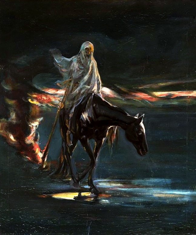Døden og branden, den centrale del af triptyken Katastrofe. af Albert Chmielowski