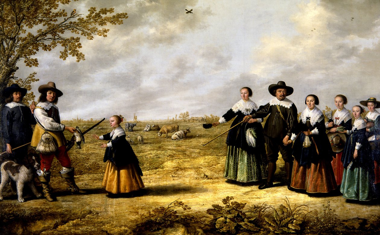 Portræt af en familie i et landskab af Albert Cuyp