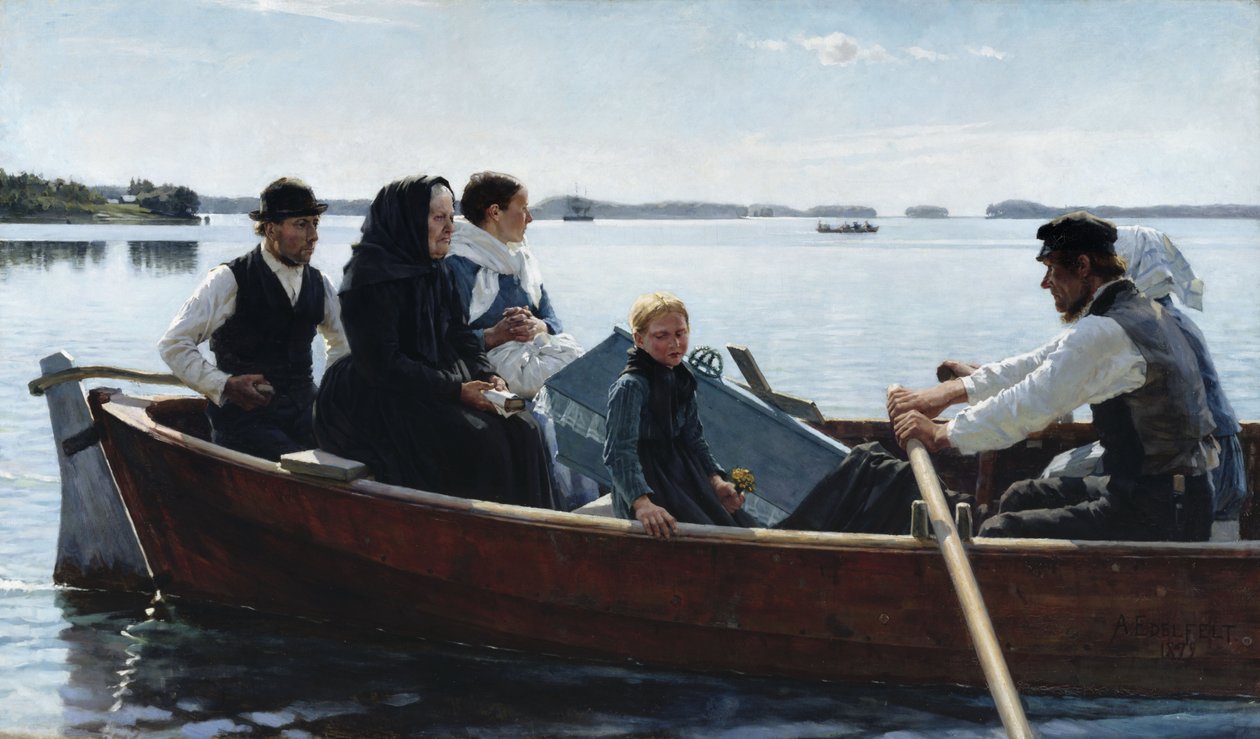 Barns obduktion Formidling af barnets kiste af Albert Gustaf Aristides Edelfelt