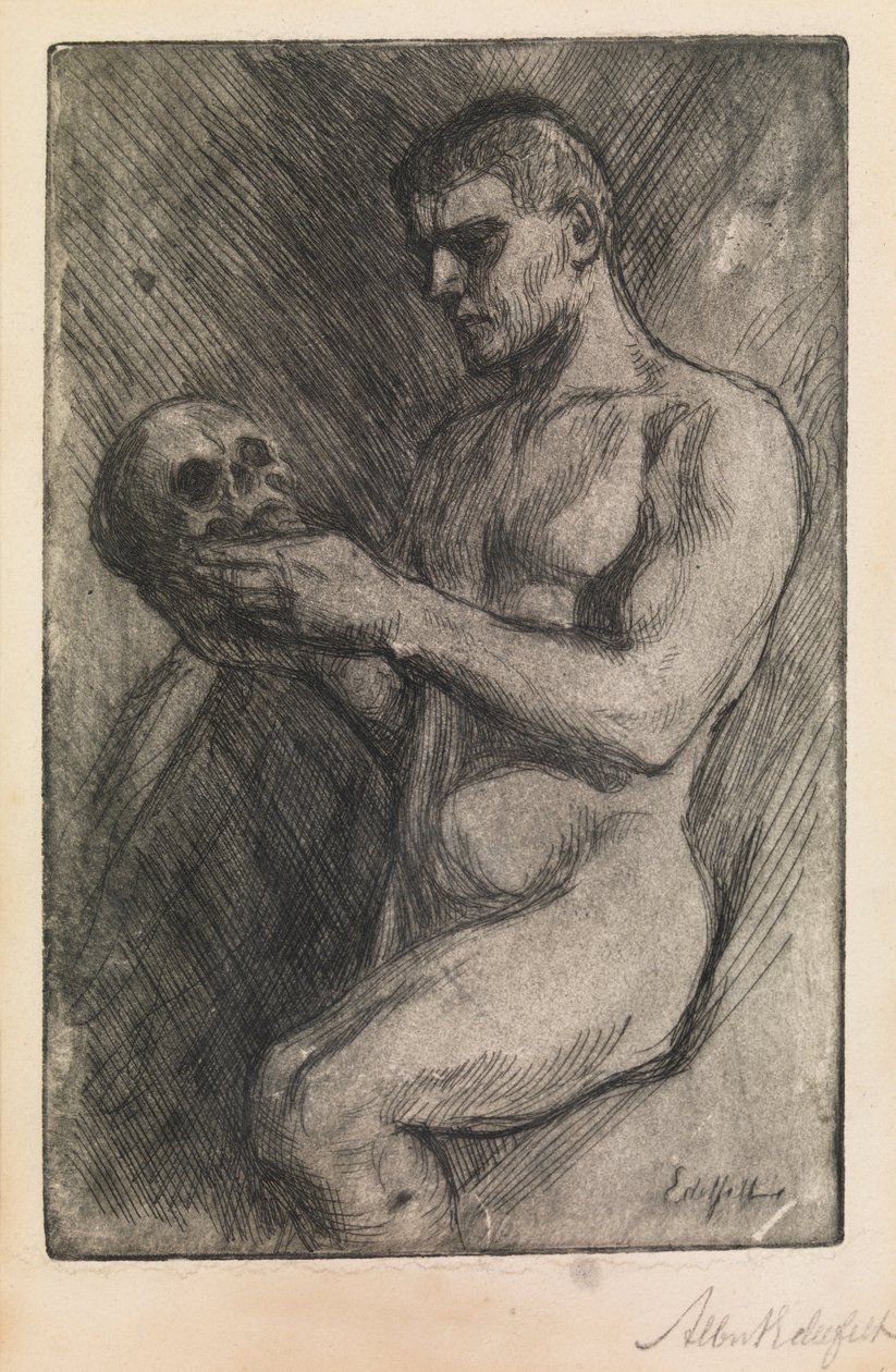 Nøgen mand og kranium af Albert Gustaf Aristides Edelfelt