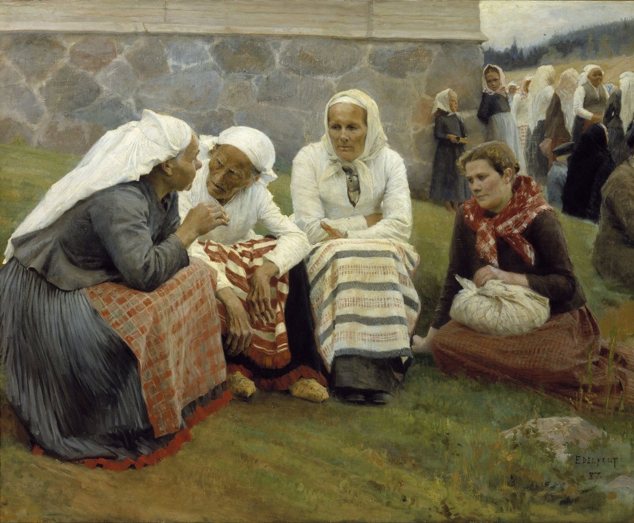 Kvinder uden for Kirken i Ruokolahti af Albert Gustaf Aristides Edelfelt