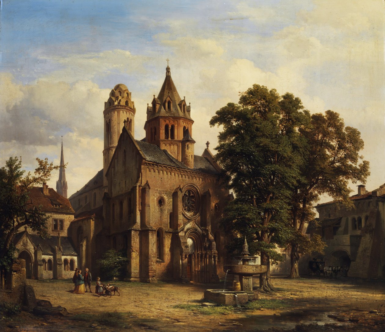 Udsigt over en romansk kirke. af Albert Emil Kirchner