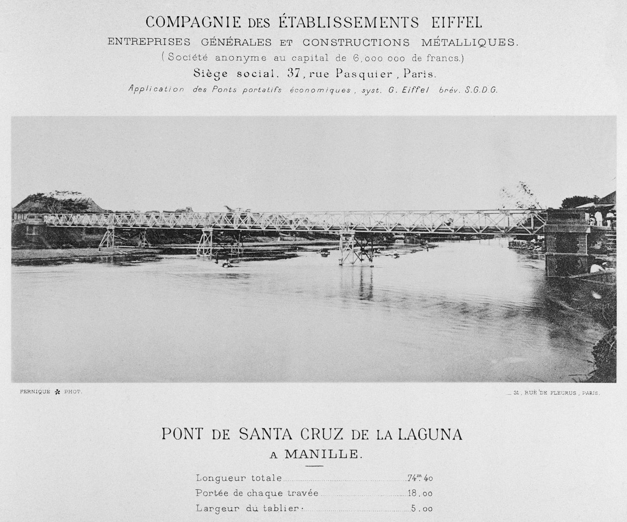 Bridge of Santa Cruz de la Laguna, Manila, februar 1891 af Albert Fernique