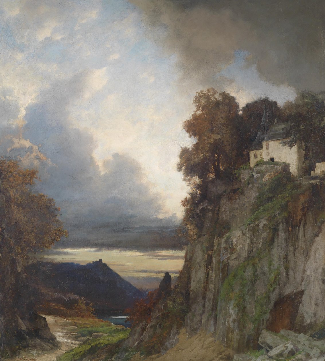 Aftenstemning på Rhinen (nær Koblenz) af Albert Flamm