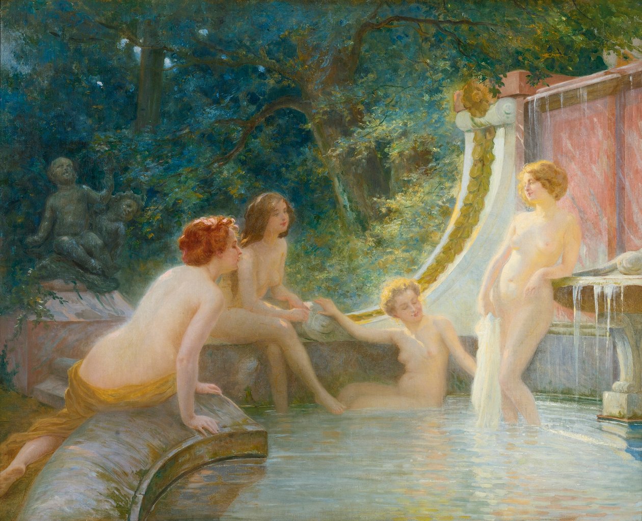 Unge badegæster i et springvand af Albert Auguste Fourie