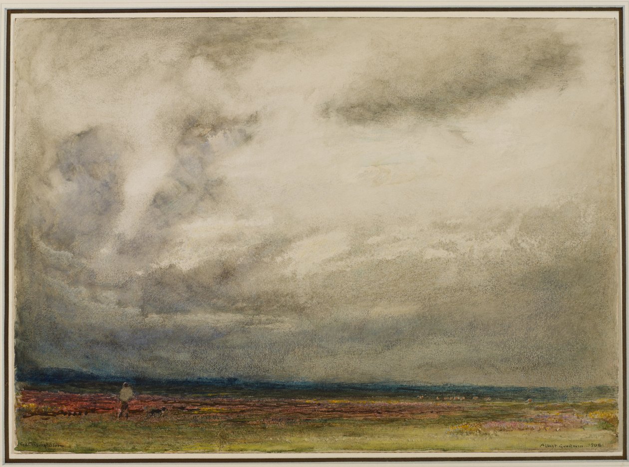 A Gathering Storm, 1908 (wc og kropsfarve på papir) af Albert Goodwin