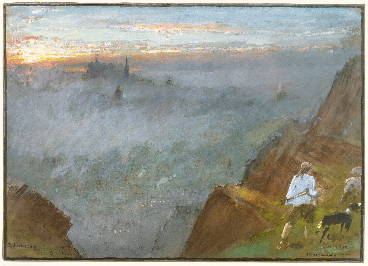Edinburgh fra Salisbury Crags, 1917 af Albert Goodwin