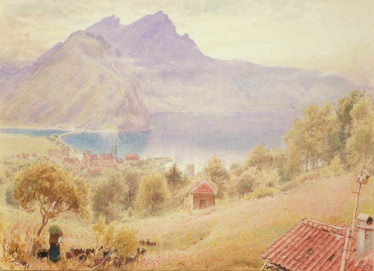 Pilatus fra Stanstadt, Schweiz af Albert Goodwin