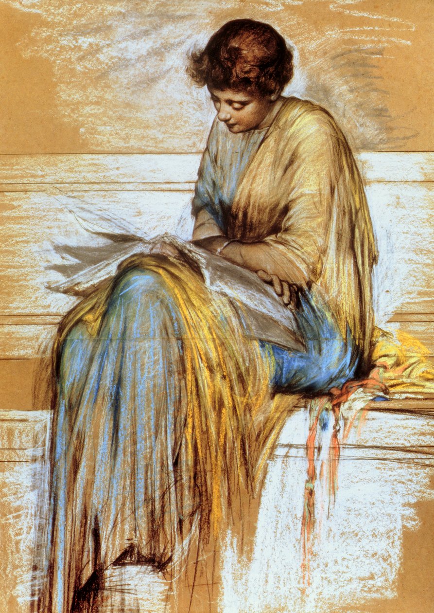 Studie af en kvindelig figur (pastel på papir) af Albert Joseph Moore
