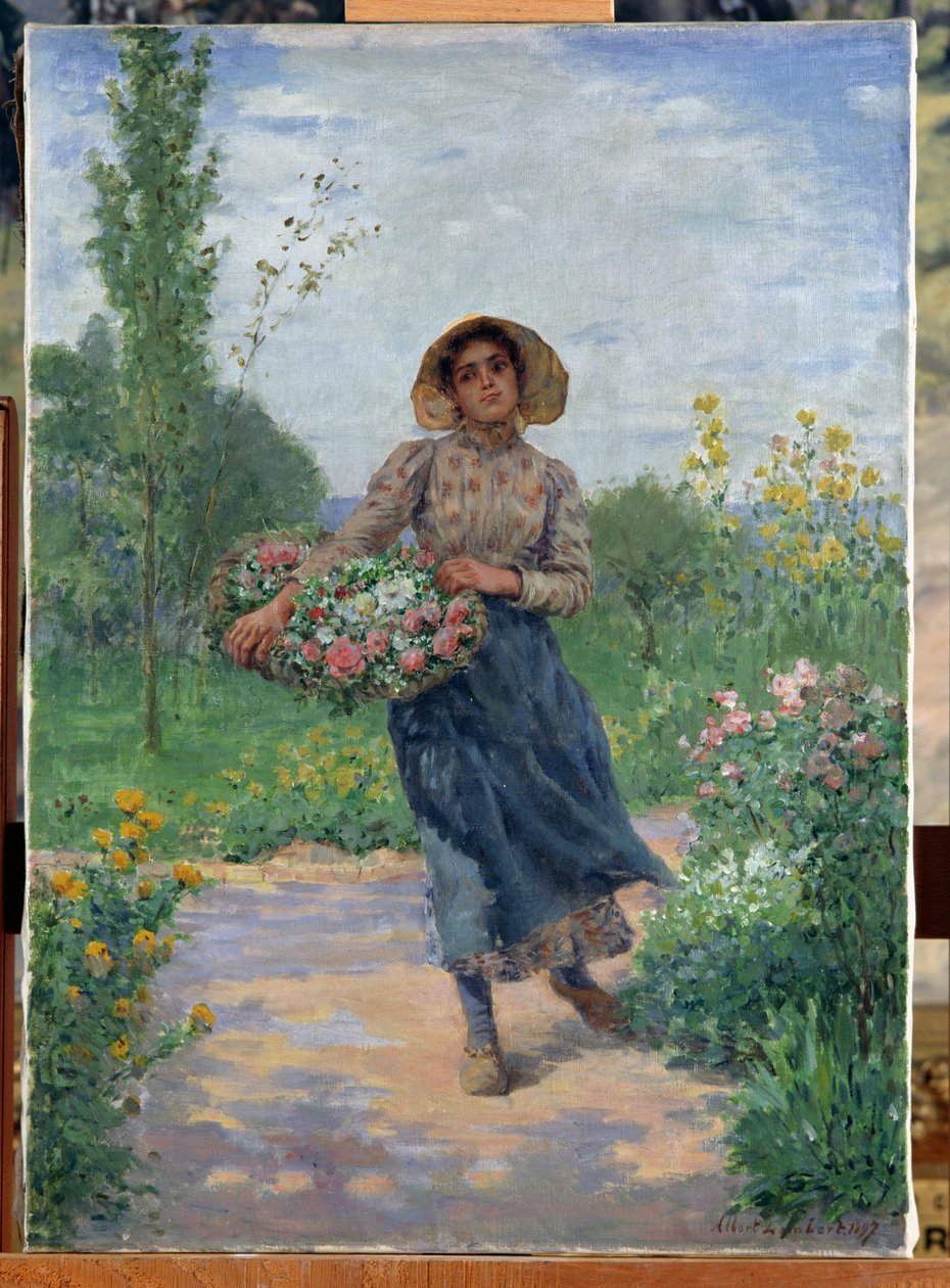Plukker blomster, 1897 af Albert Lambert