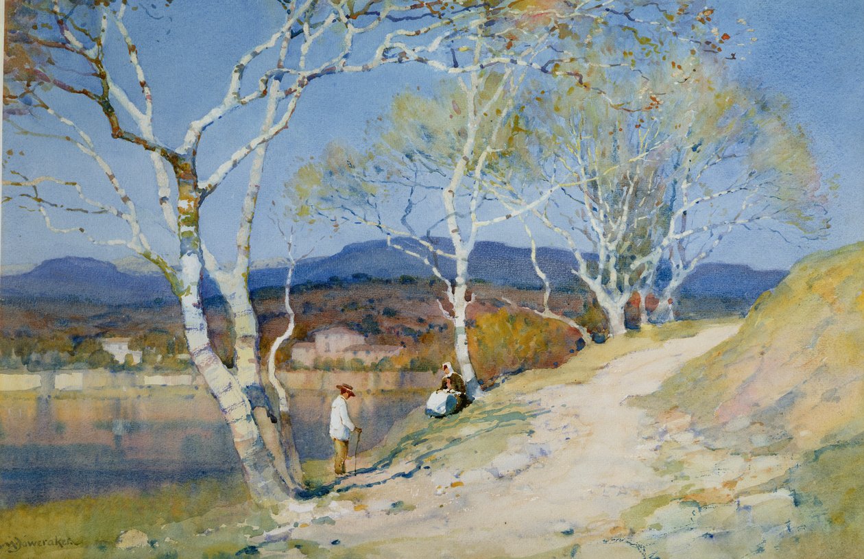 Par ved en flod af Albert Moulton Foweraker