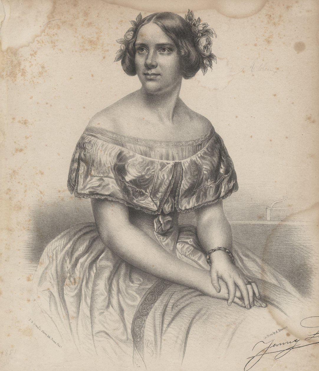 Jenny Lind, fra noder til "Swedish Melodies, Pieces and Operatic Songs", 1851 af Albert Newsam