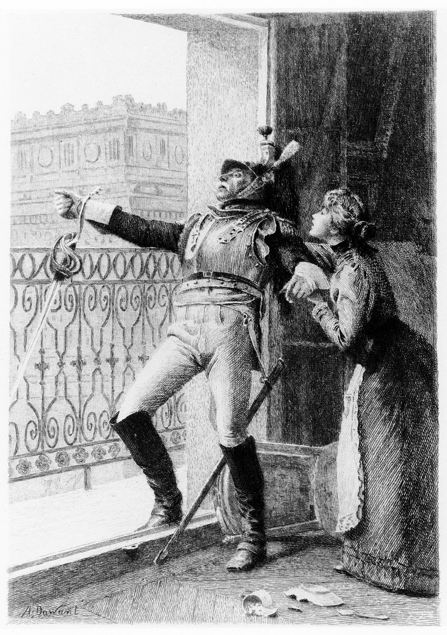 Illustration fra "Belejringen af Berlin", novelle fra "Contes du Lundi", af Alphonse Daudet af Albert Pierre Dawant
