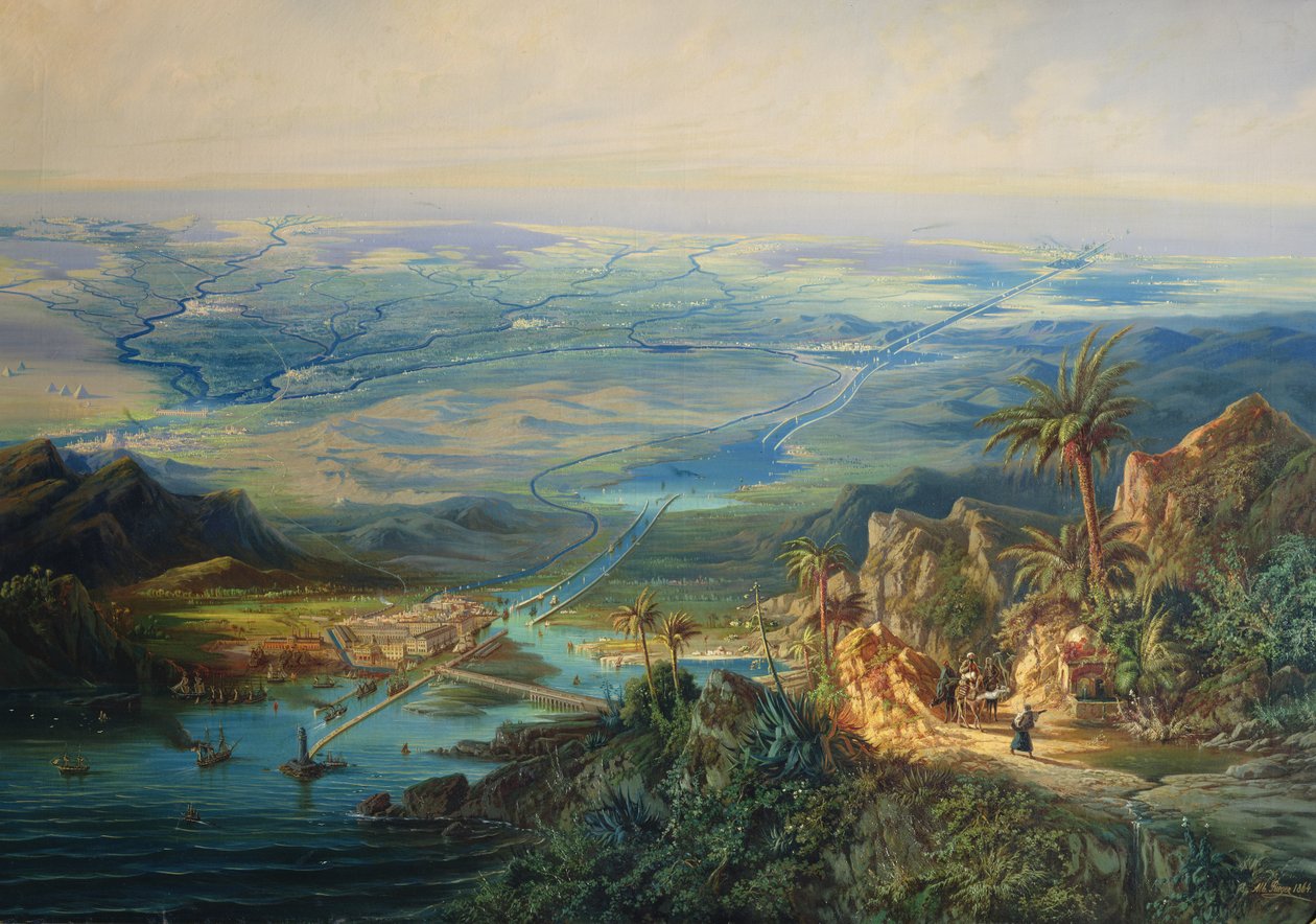 Suez-kanalen, 1864 af Albert Rieger