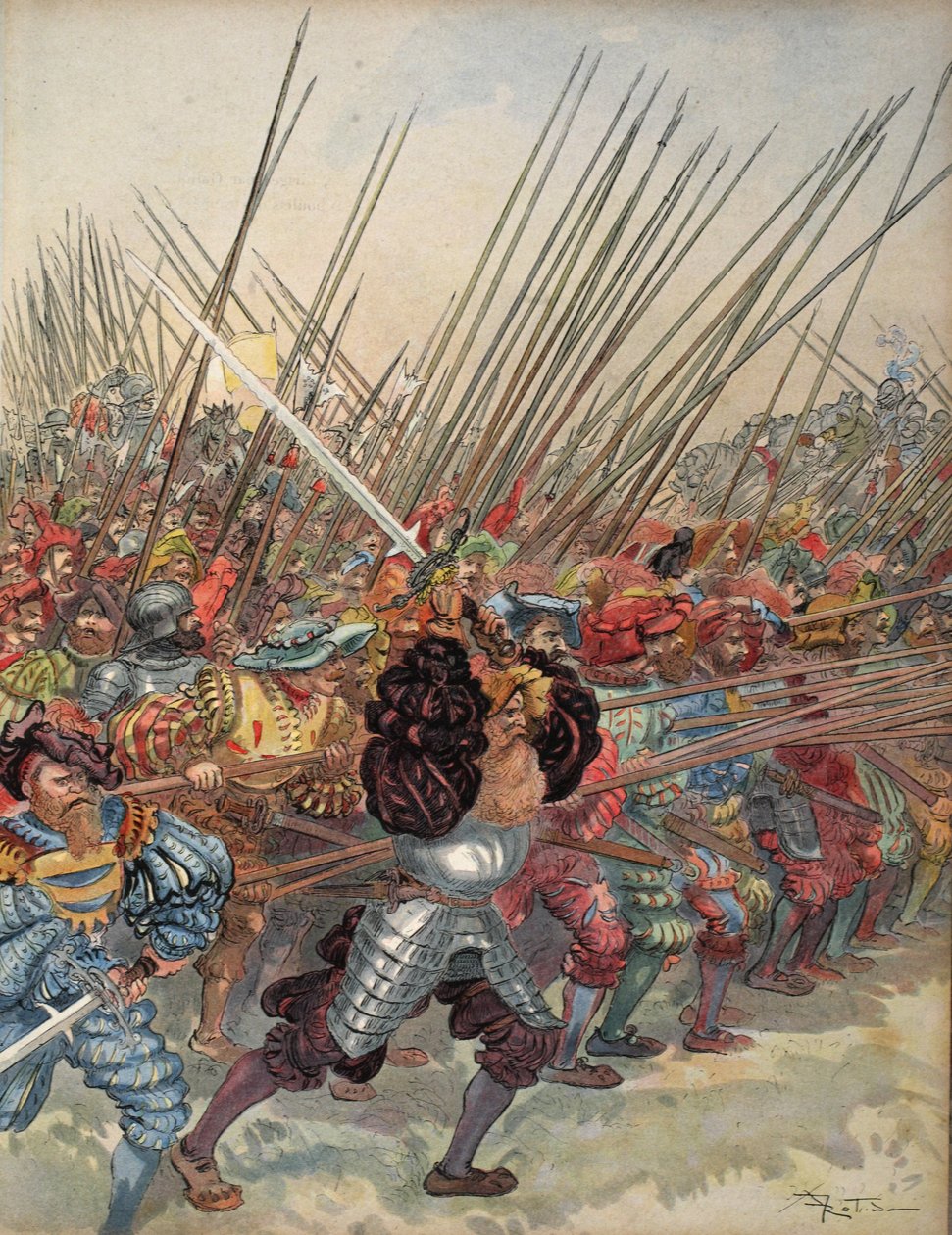Anklagen for schweizerne i Marignan, illustration fra 