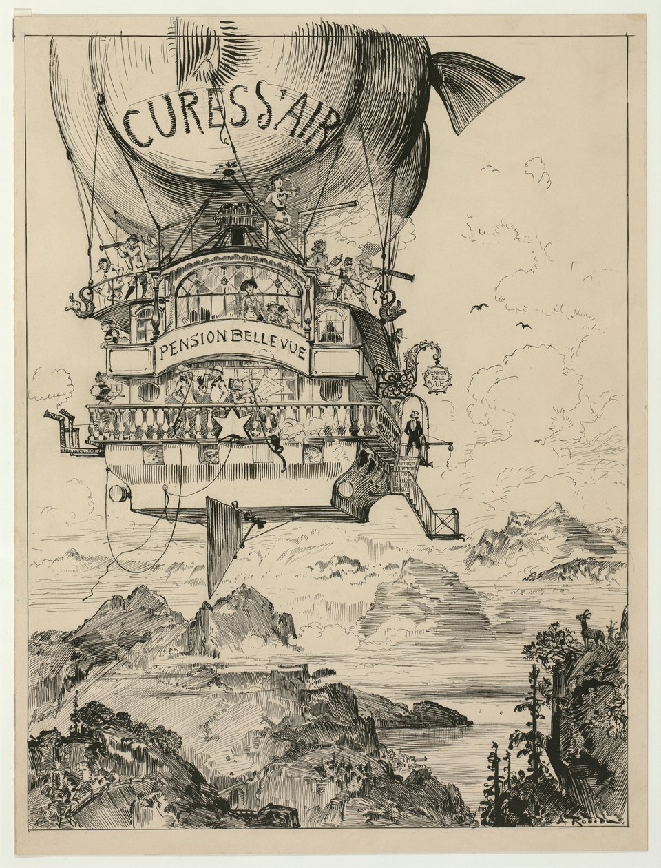 Air Cures in the Mountain, pub. 1883 af Albert Robida