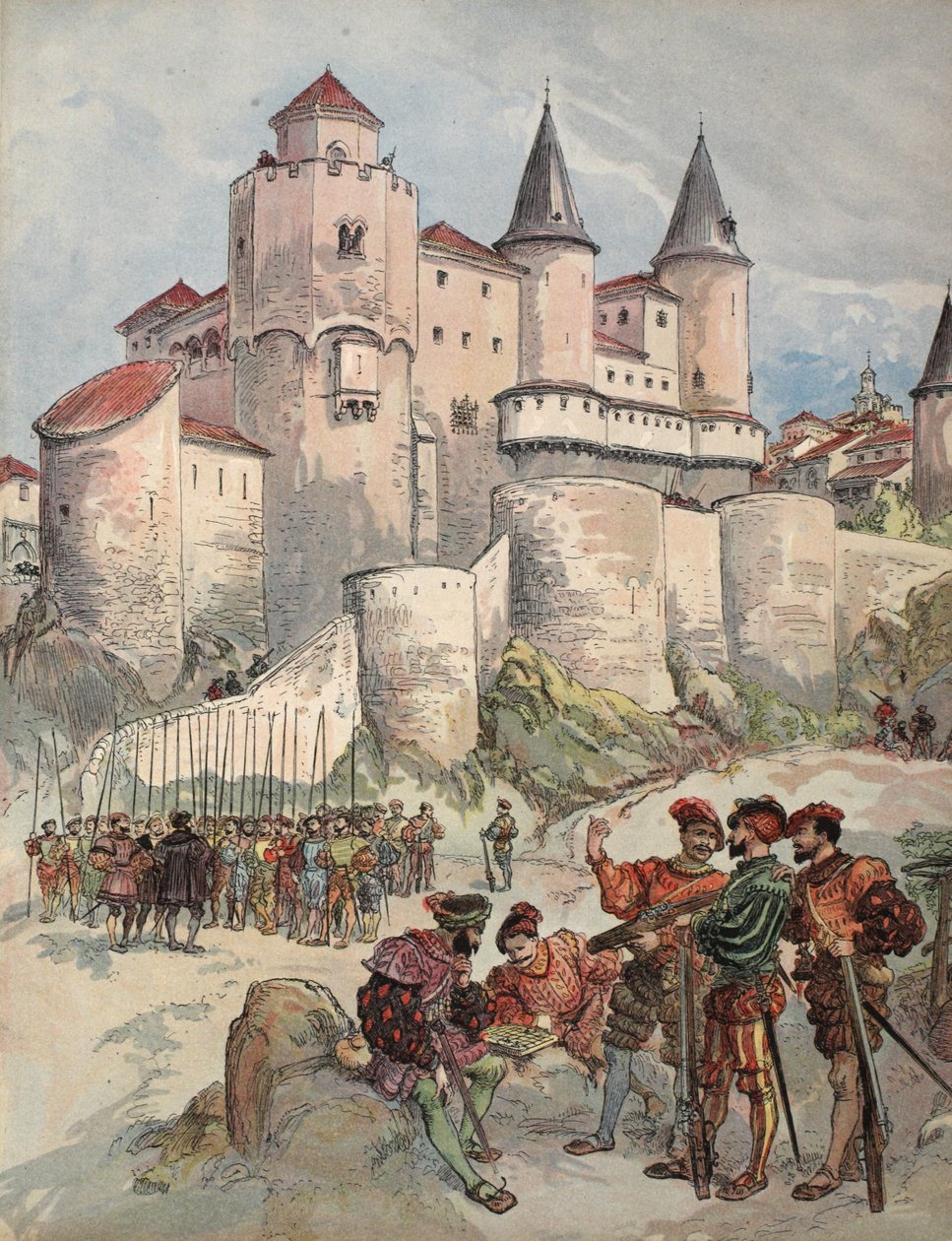 Francis I holdt fange i et tårn i Alcazar i Madrid, illustration fra 