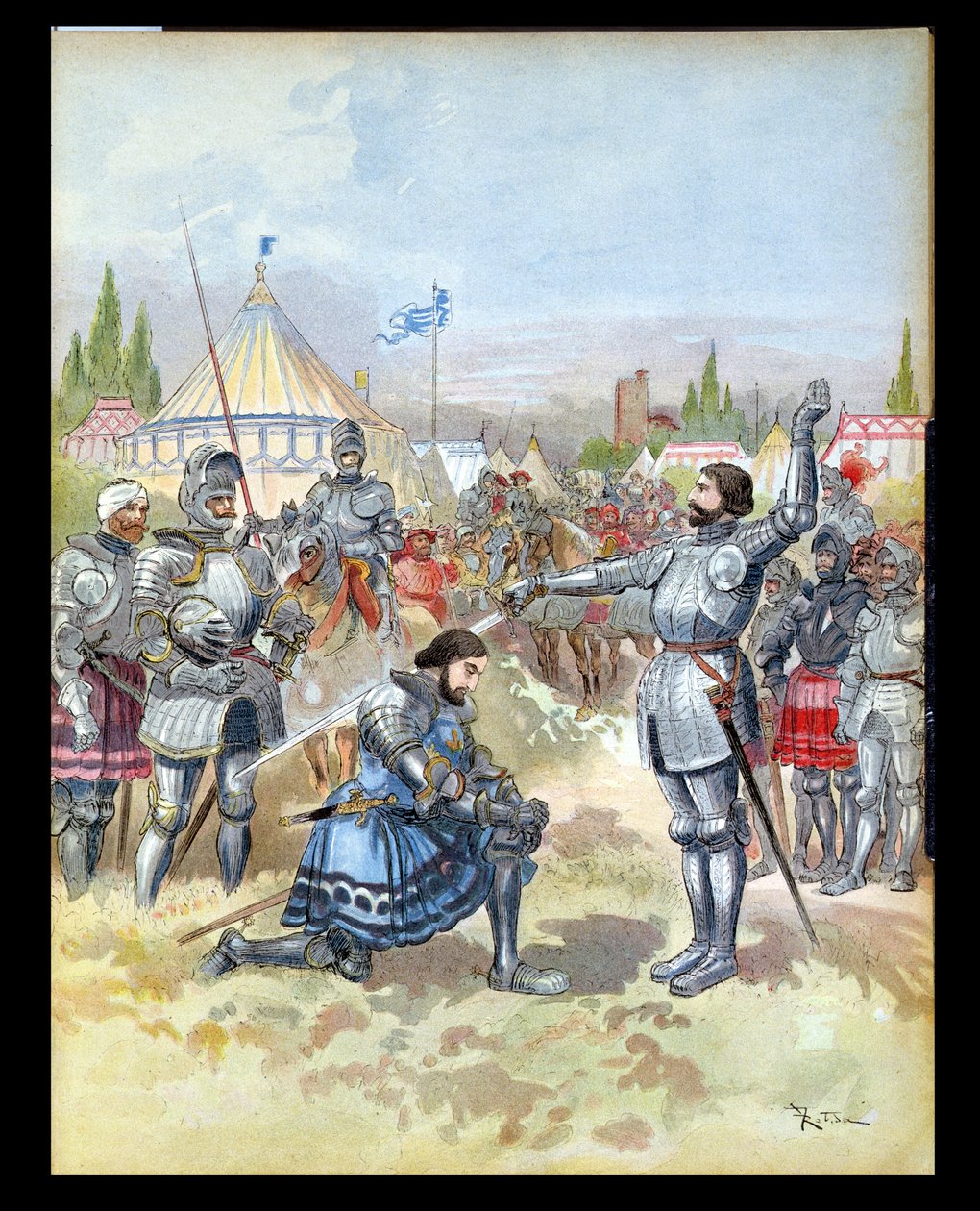 Pierre du Terrail (1476-1524) Chevalier de Bayard ridder Frans I (1494-1547) 1909 af Albert Robida