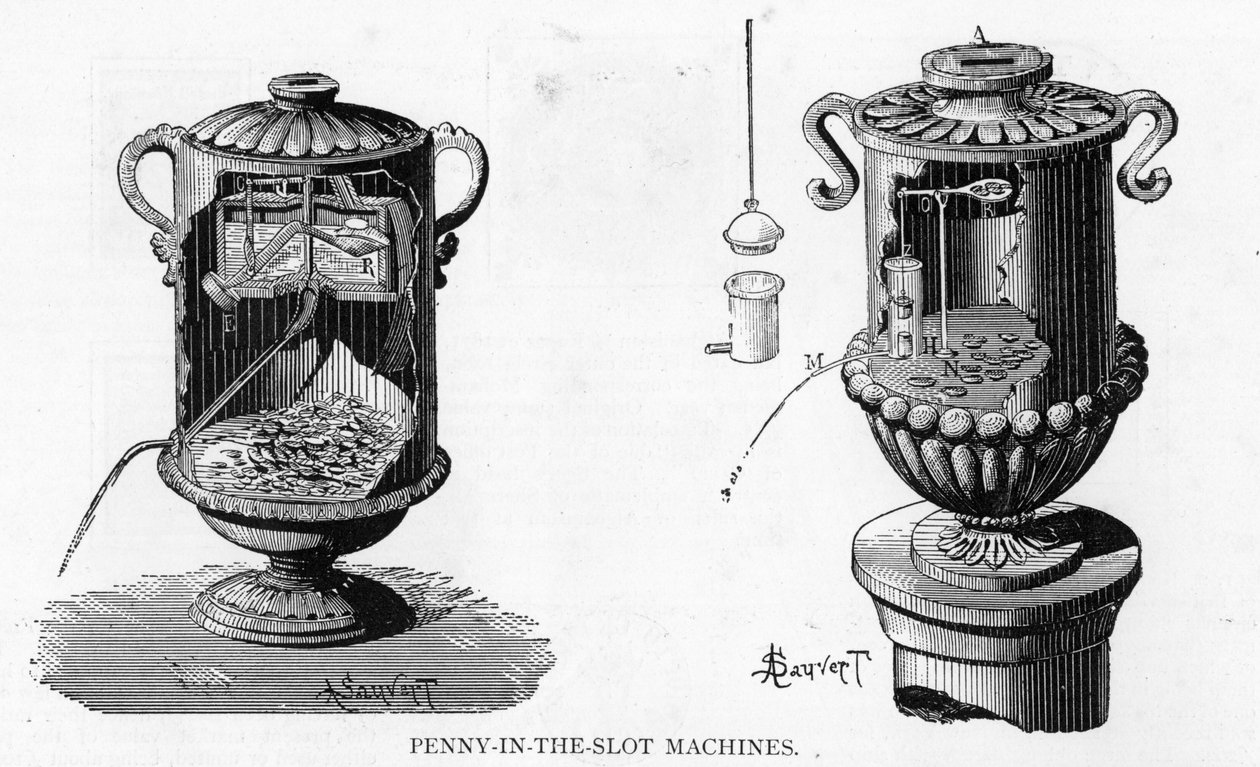 Gamle og moderne automater (penny-in-the-slot), 1893 af Albert Sauvert